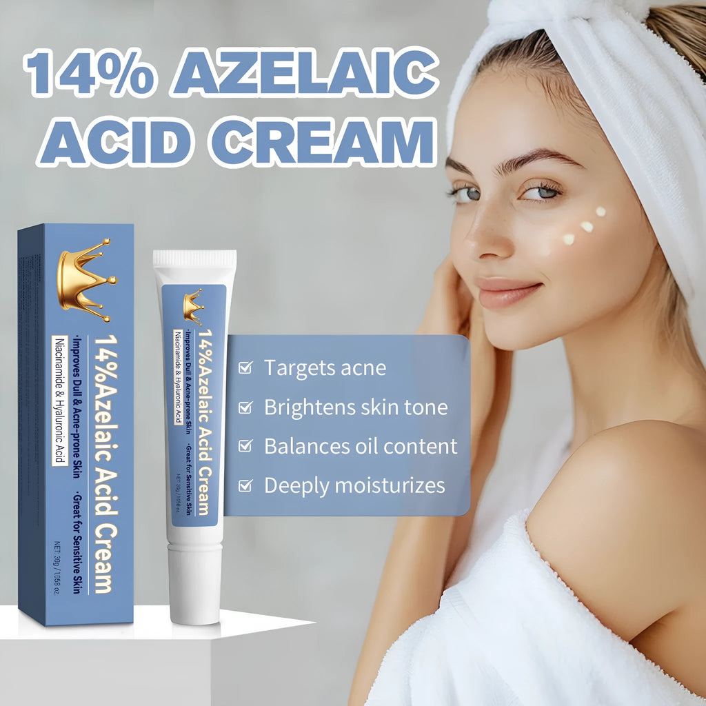Azelaic acid cream 30g tube in blue packaging with FPA035 label for general skin care treatment.
