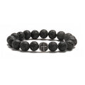 Men's agate bracelet with volcanic rock coloured geometric stones on stainless steel band