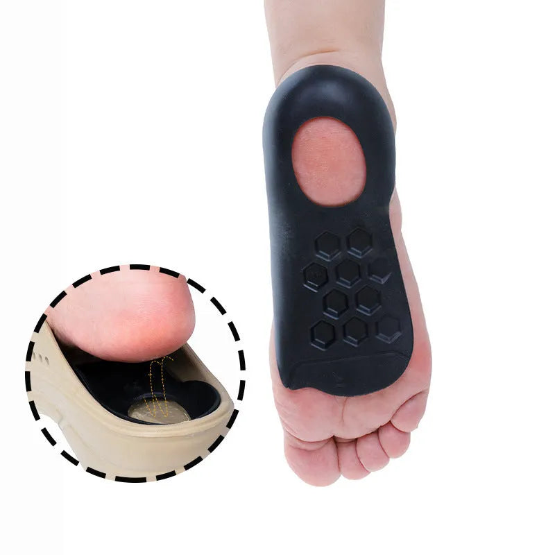 TPR arch support insoles for varus correction in white, black, and skin colour options