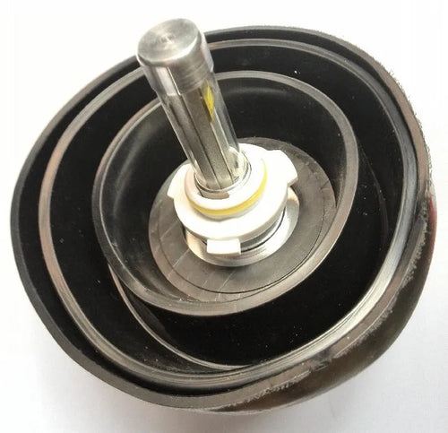Silicone car headlight dust cover showing closed and open style options.