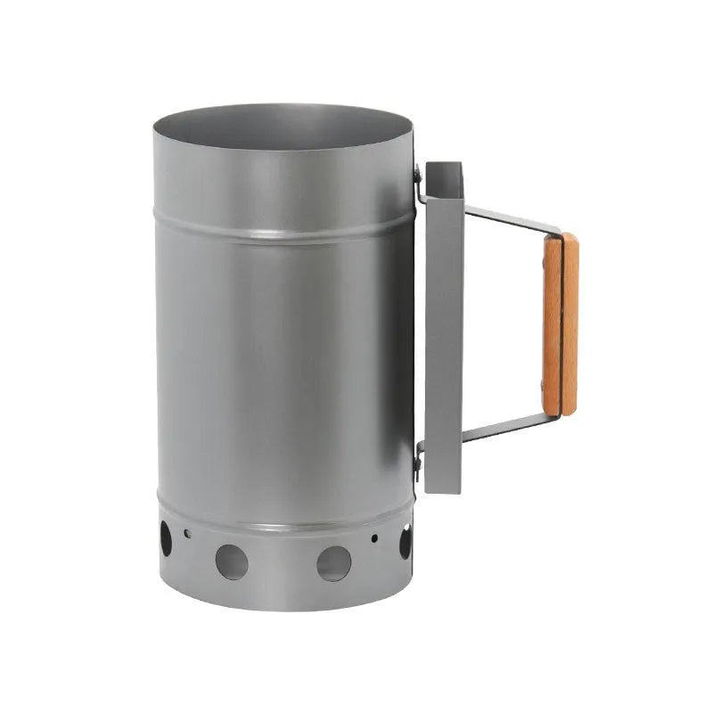 Zinc-iron alloy charcoal fire bucket with carbon finish and included oven igniter