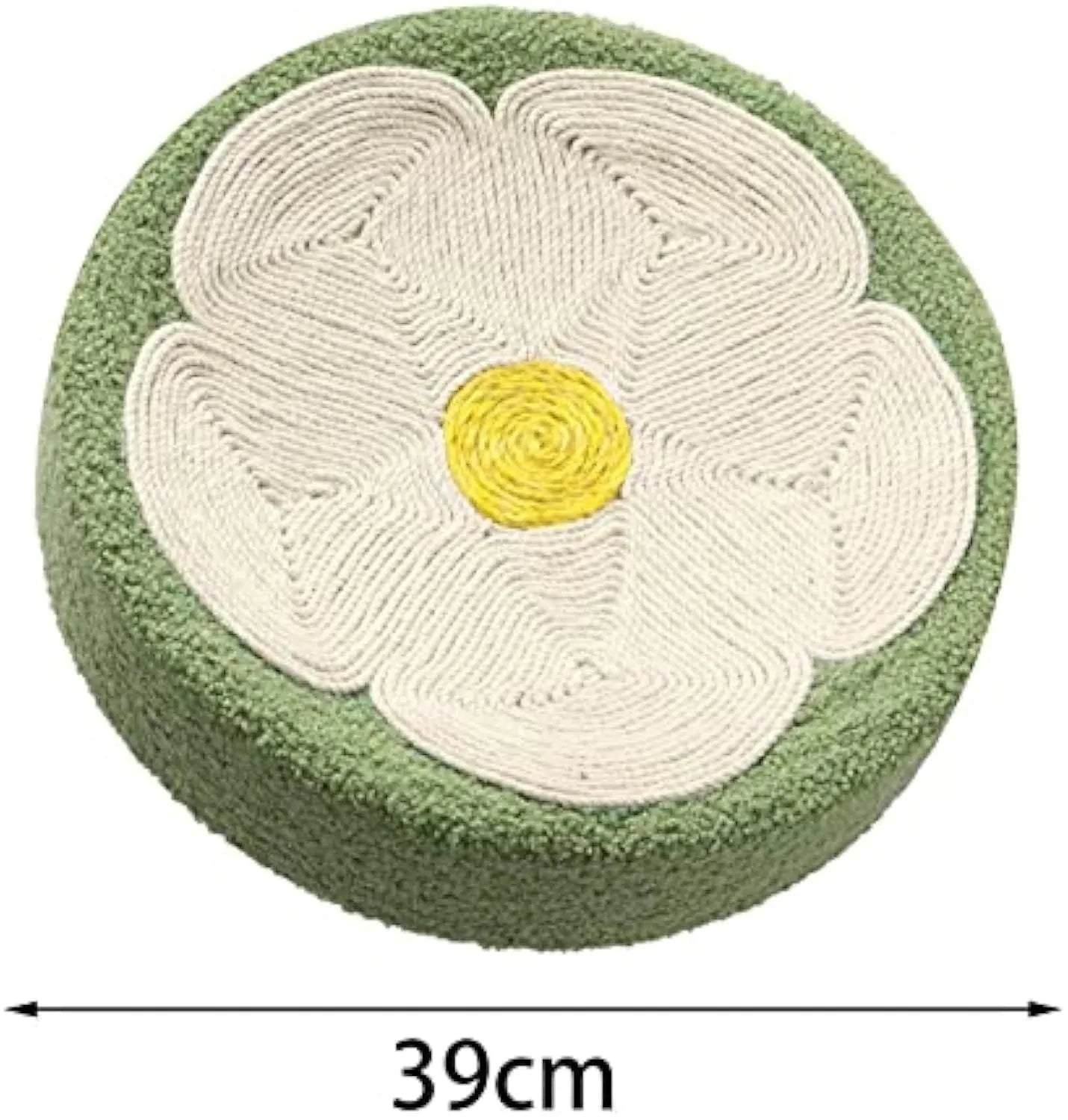 Green round cat scratcher bowl lounge bed with sisal scratching surface