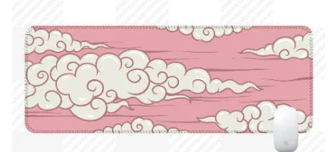 Large natural rubber desk mat with Japanese minimalist pattern on a wooden desk