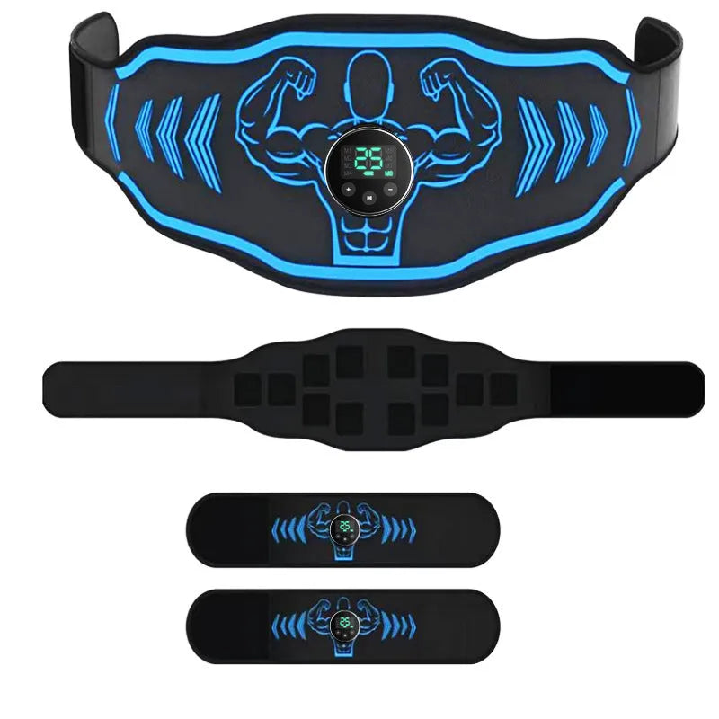 Smart EMS massage belt fitness equipment set with rechargeable host and arm stickers