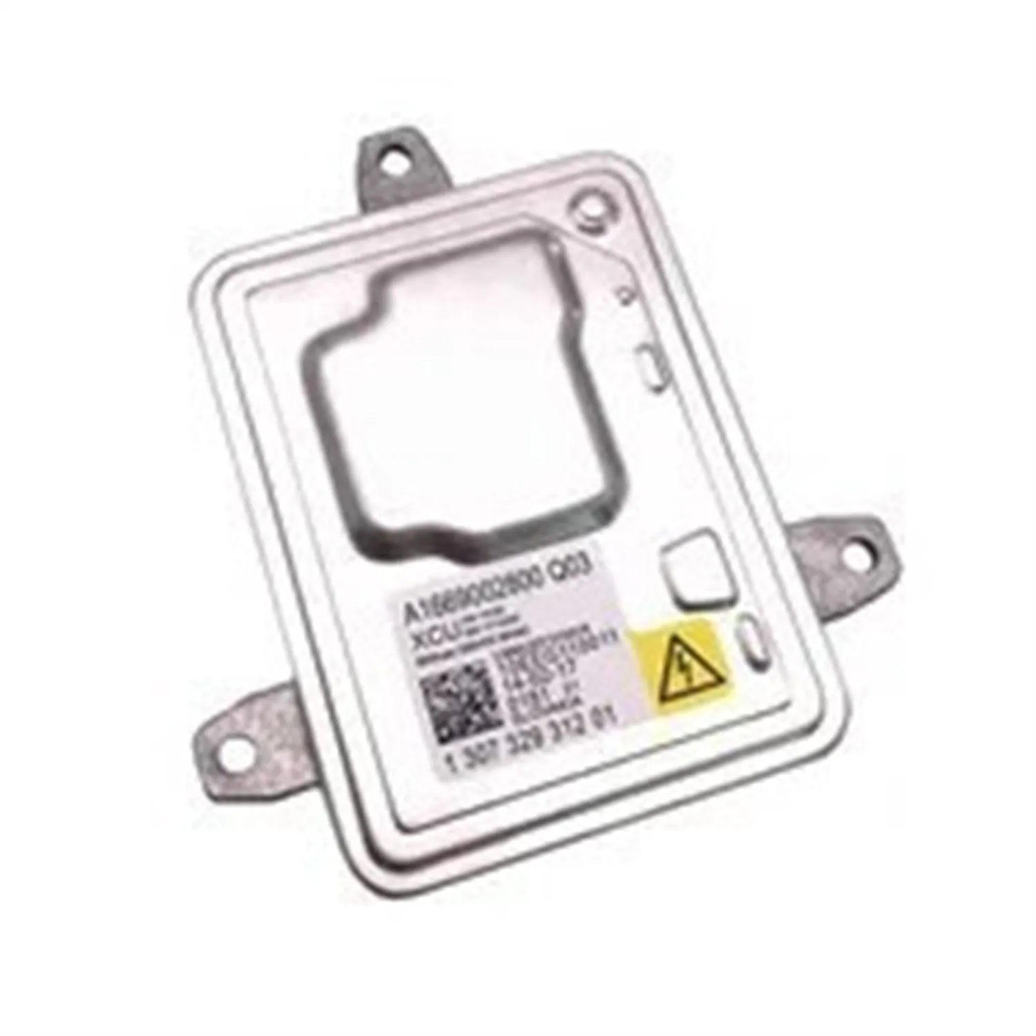 Metal headlight ballast unit measuring 14cm by 11cm by 4.5cm for vehicle lighting systems