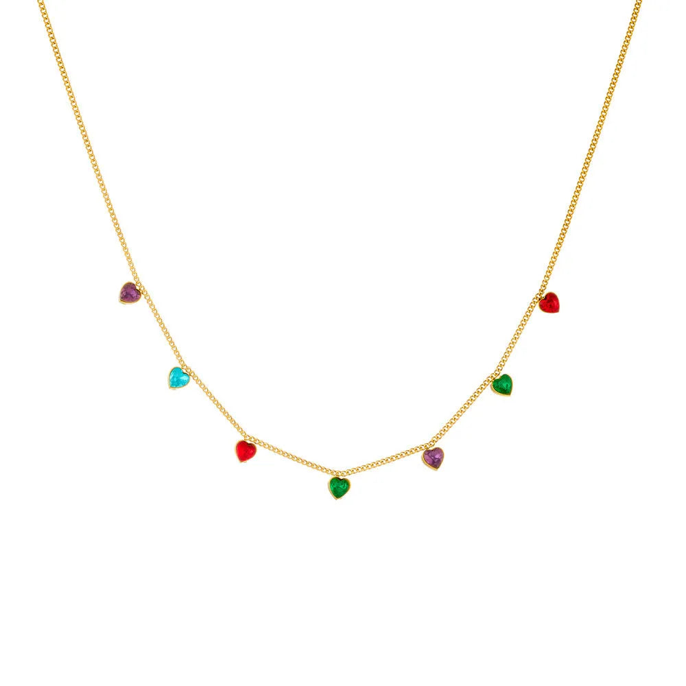 Women's gold-plated stainless steel heart necklace with adjustable chain