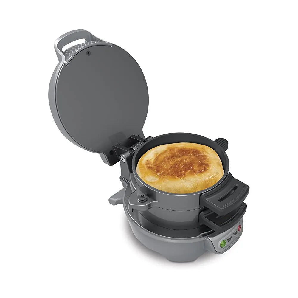 750W multi-function breakfast machine with sandwich maker and egg cooker in red, orange, or grey