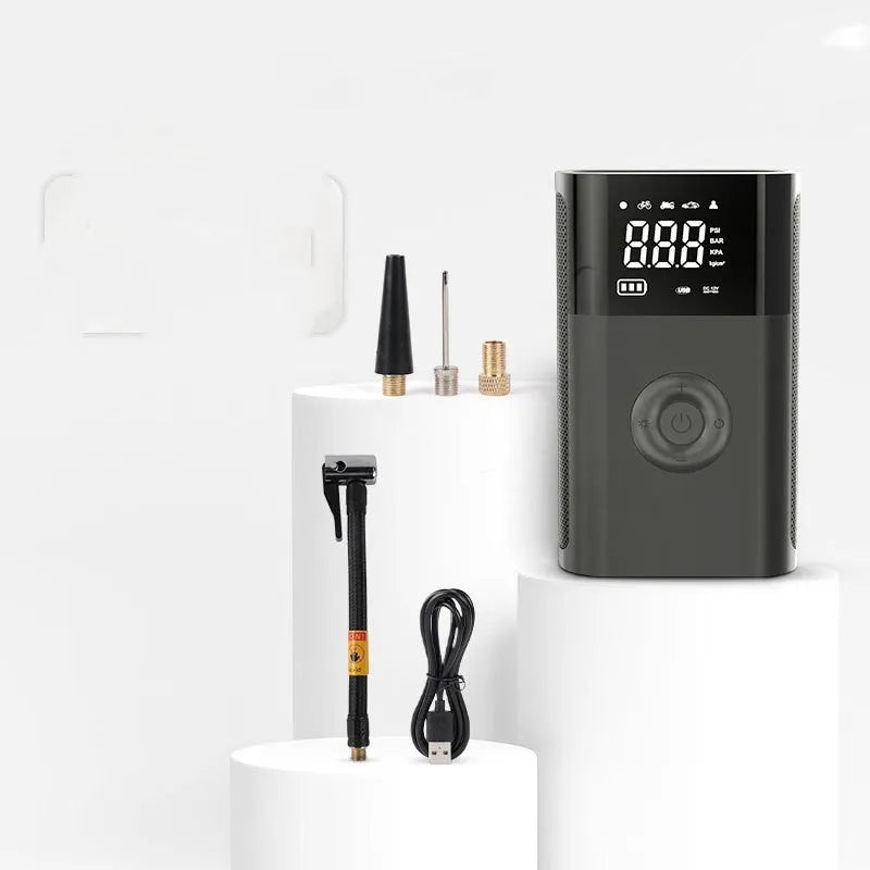 Handheld wireless digital air pump with ABS body and display screen for car and bicycle tire inflation