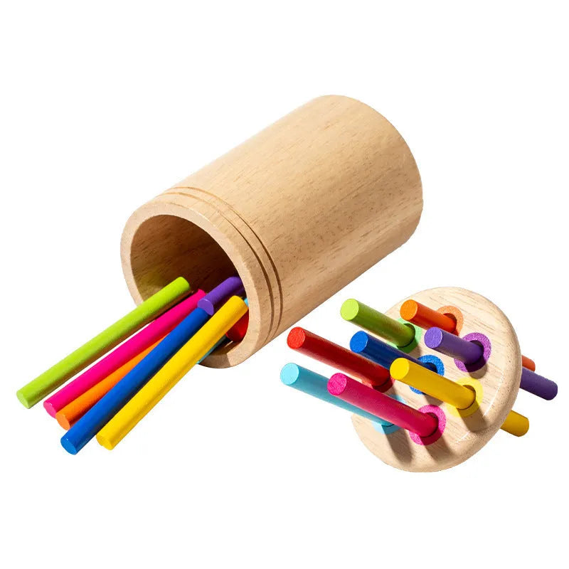 Children's wooden colour classification cup shape cognition pairing toy in white box packaging