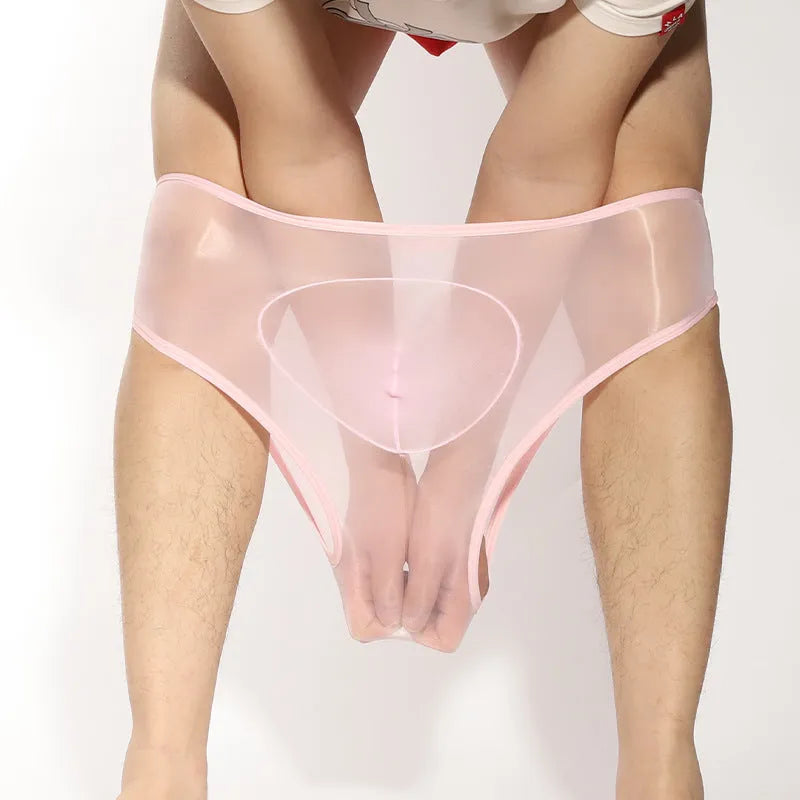 Men's solid colour nylon briefs with bullet separation pouch in multiple colours.