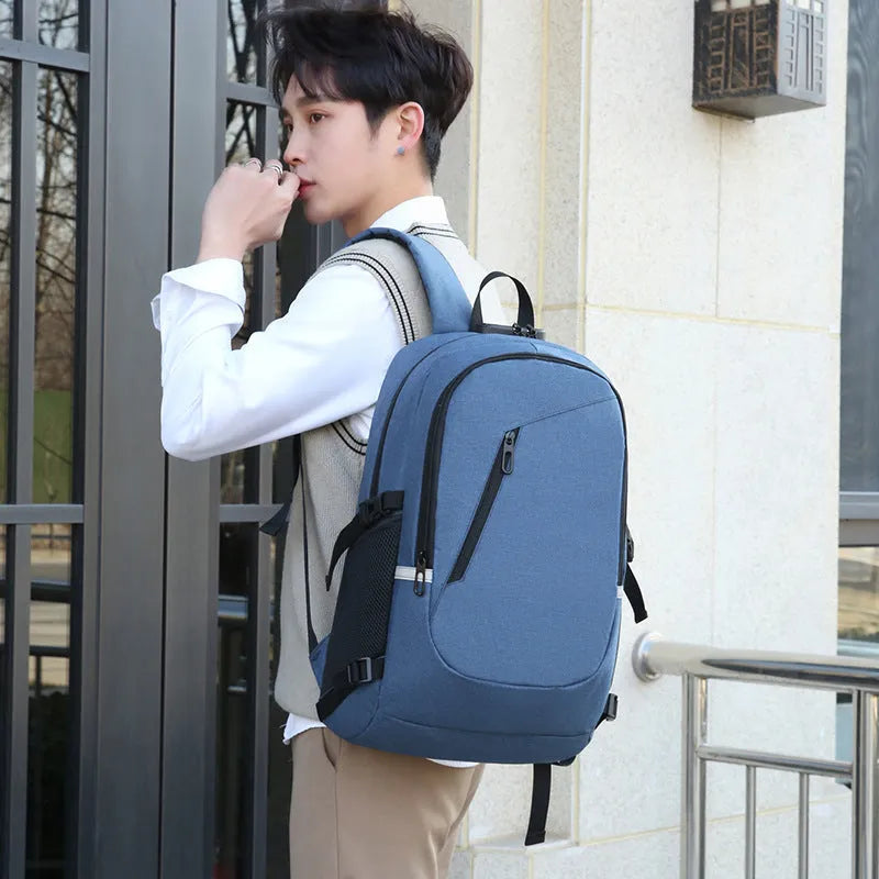 Blue Oxford cloth leisure travel backpack with 20-35L capacity