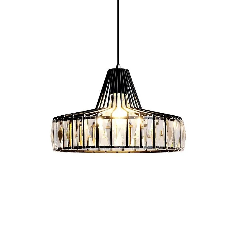 Modern crystal chandelier ceiling lamp in black or gold with LED lighting