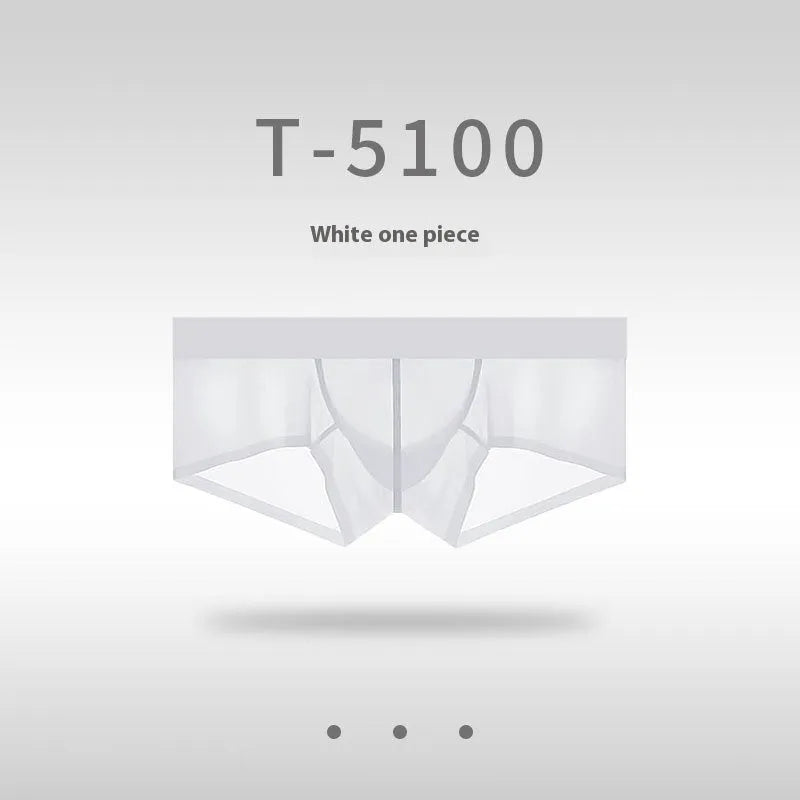 Men's seamless ice silk low waist underwear in multiple colours showing ultra-thin sheer fabric