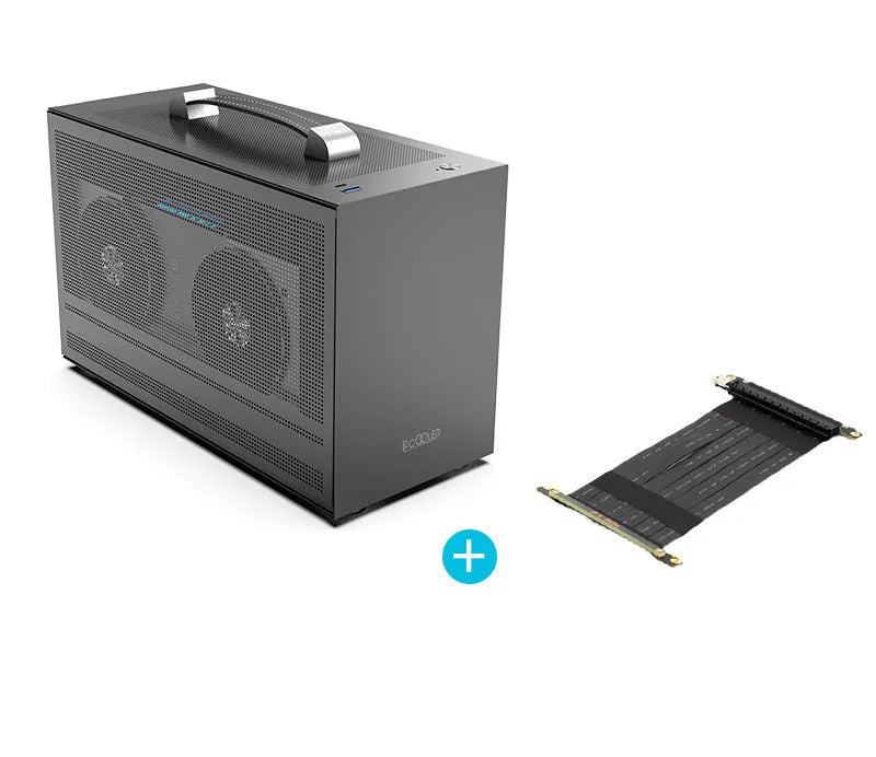 Three Hummingbird PRO portable ITX desktop chassis in titanium gray or white with tinned steel construction