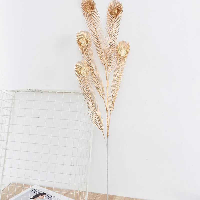 Gold plastic Persian eucalyptus and ginkgo leaf artificial flower arrangement for wedding decor