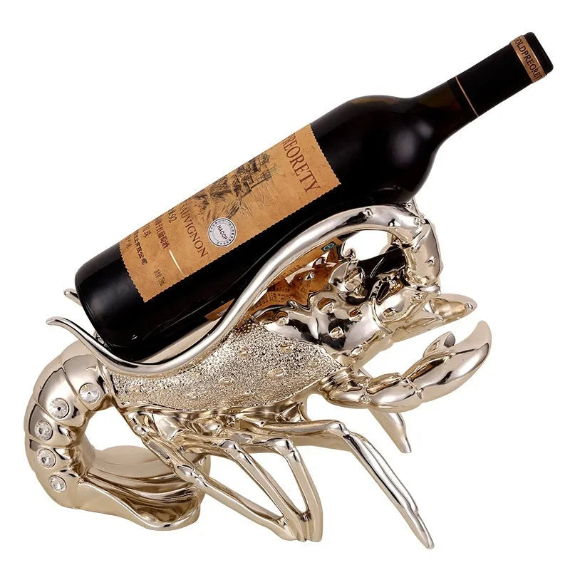 Lobster wine rack ornament in natural resin with rose gold or elegant silver finish
