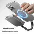 Grey magnetic mobile solid-state drive with suction ring, shown next to a USB-C cable.