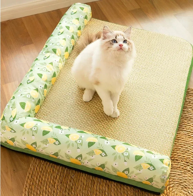 Non-stick Oxford cloth pet ice pad in perfume lemon colour for cats and dogs