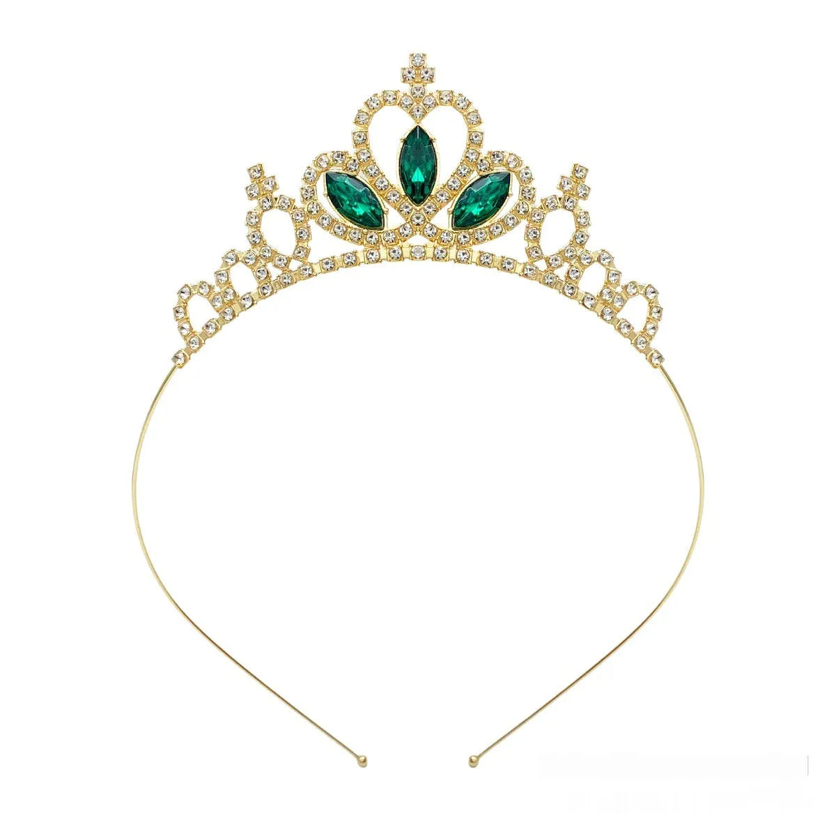 Gold and silver alloy princess crown headdress with electroplated gemstone colour finishes for birthday parties