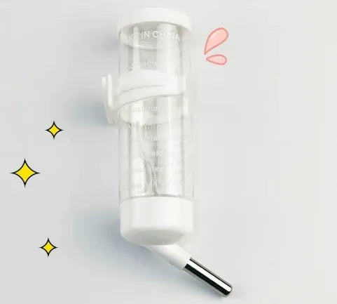 A green plastic ball kettle leak-proof water feeder for pet rodents, shown alongside yellow, pink, white, and sky blue colour options.