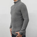 Men's half-turtleneck zipper sweater in cotton blend fabric shown in black, grey, green, orange, and white colours.