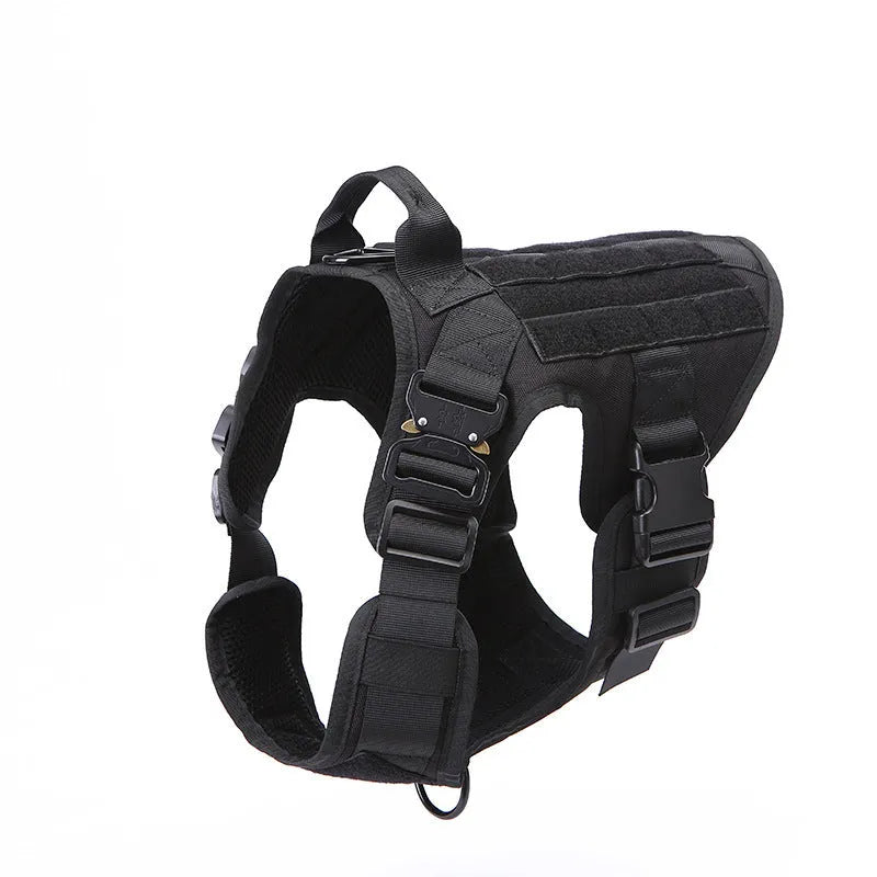 Nylon tactical pet vest with quick release metal buckles and thickened handle in army green colour