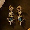 Gold geometric round stud earrings with retro court style and diamond finish