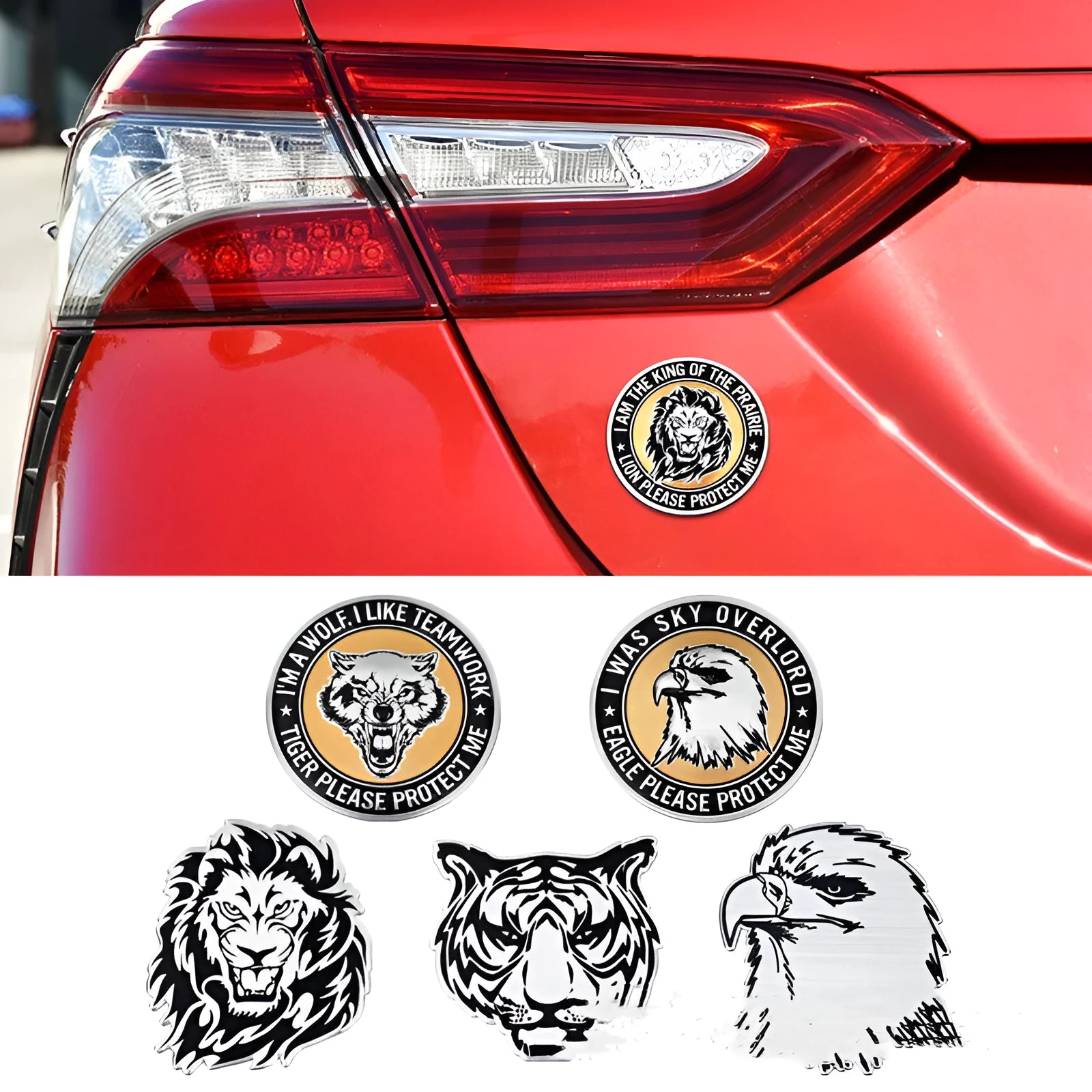 Aluminium car body sticker with animal design for vehicle customisation