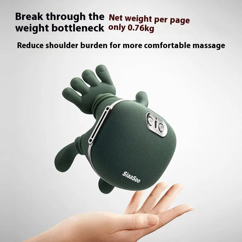 Rechargeable hand shoulder neck massager in N7 moss green colour for adult home use
