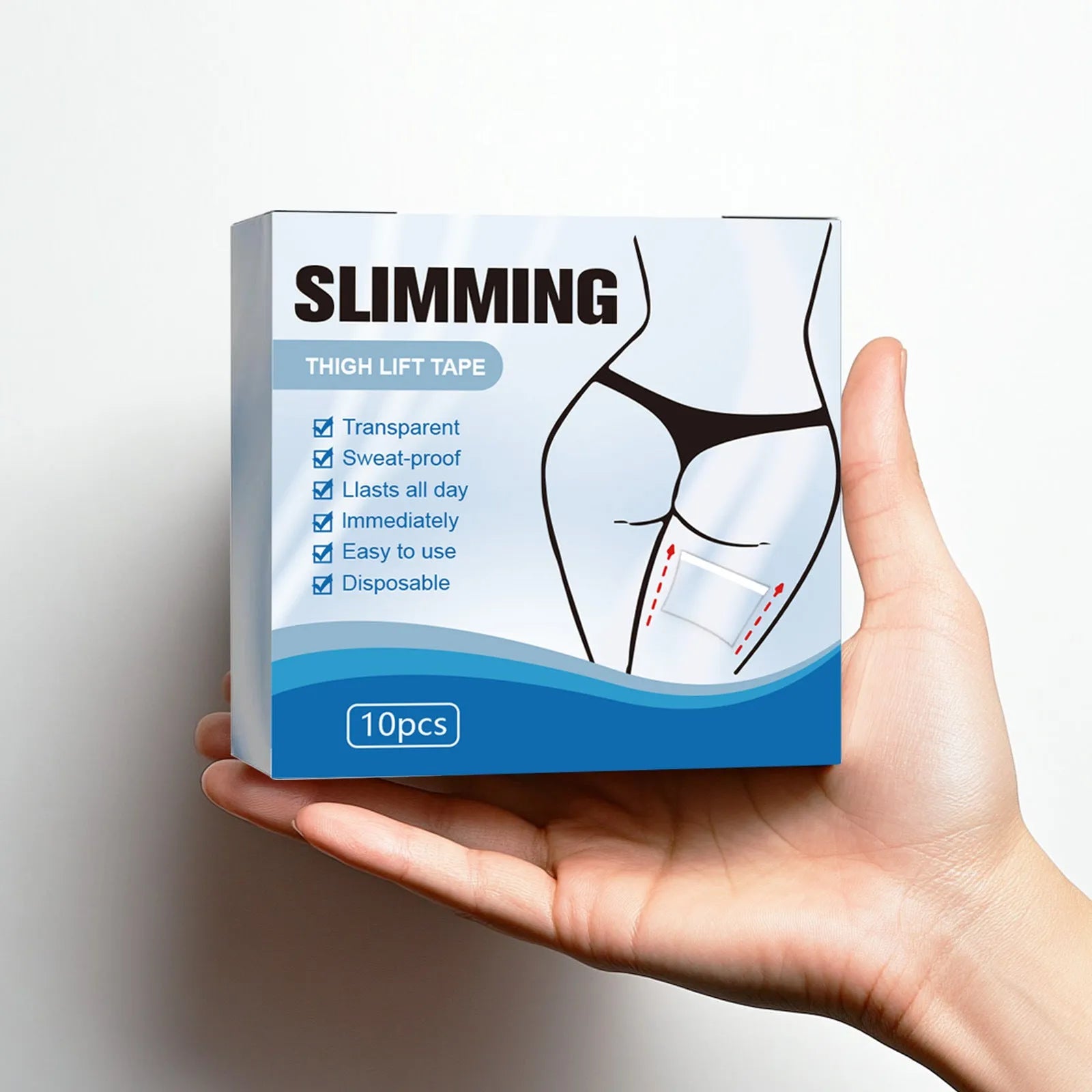 Box of 10 slimming body shaping patches, each measuring 12cm by 12cm