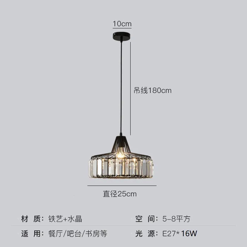 Modern crystal chandelier ceiling lamp in black or gold with LED lighting