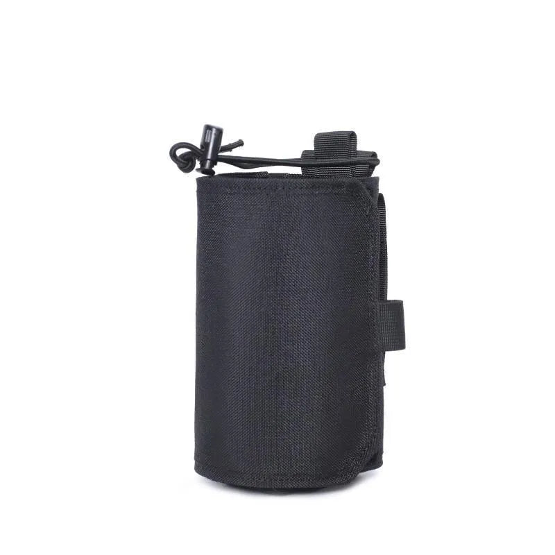 Adjustable Oxford cloth bottle cover with PU lining in black colour for outdoor sports hydration