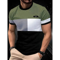 Men's striped short-sleeved t-shirt with digital 3D printing in loose fit polyester