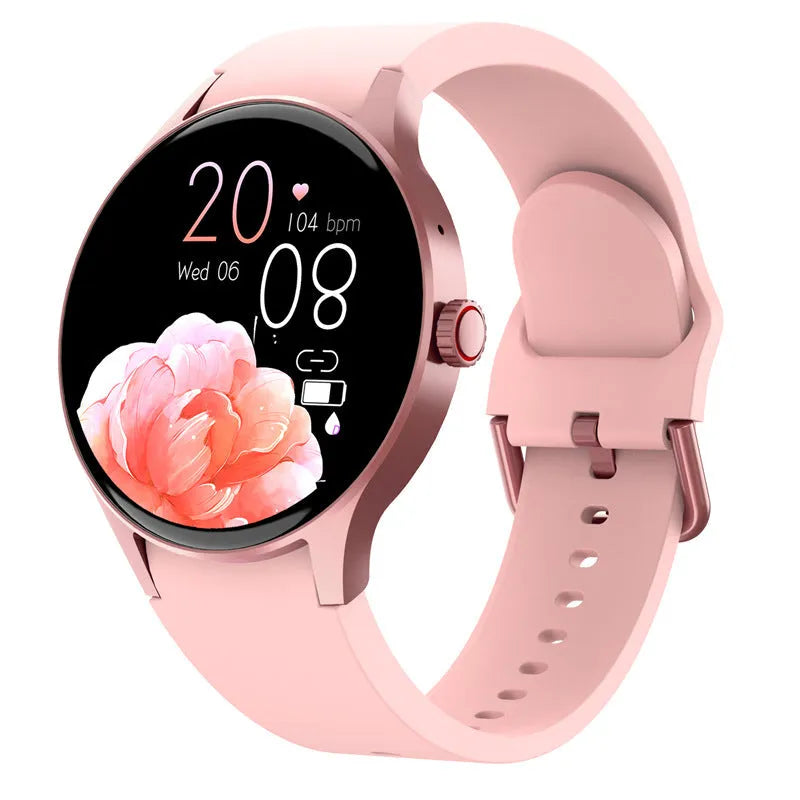 Men's and women's black Bluetooth sport watch with 1.43-inch round screen on wrist, showing display.