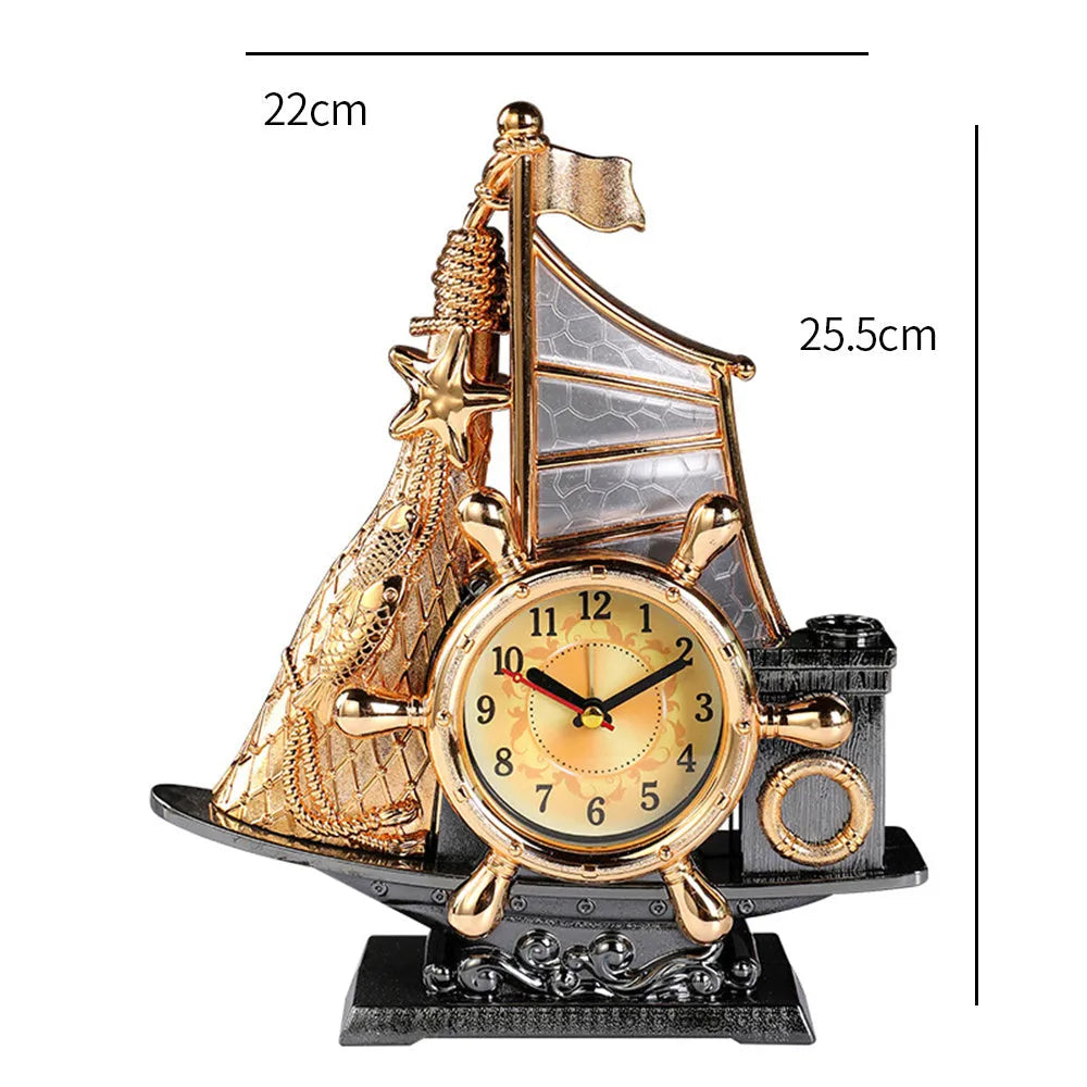 Creative contemporary alarm clock in a choice of gold or silver finish for home decor.