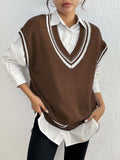 Women's casual wool vest sweater in acrylic fabric with free size loose fit college style design