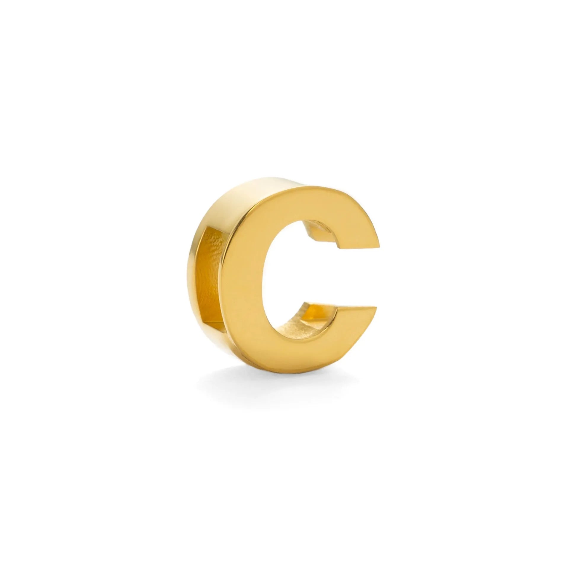 Titanium steel personalised necklace showing letter pendant on 40.5cm chain with electroplated gold finish