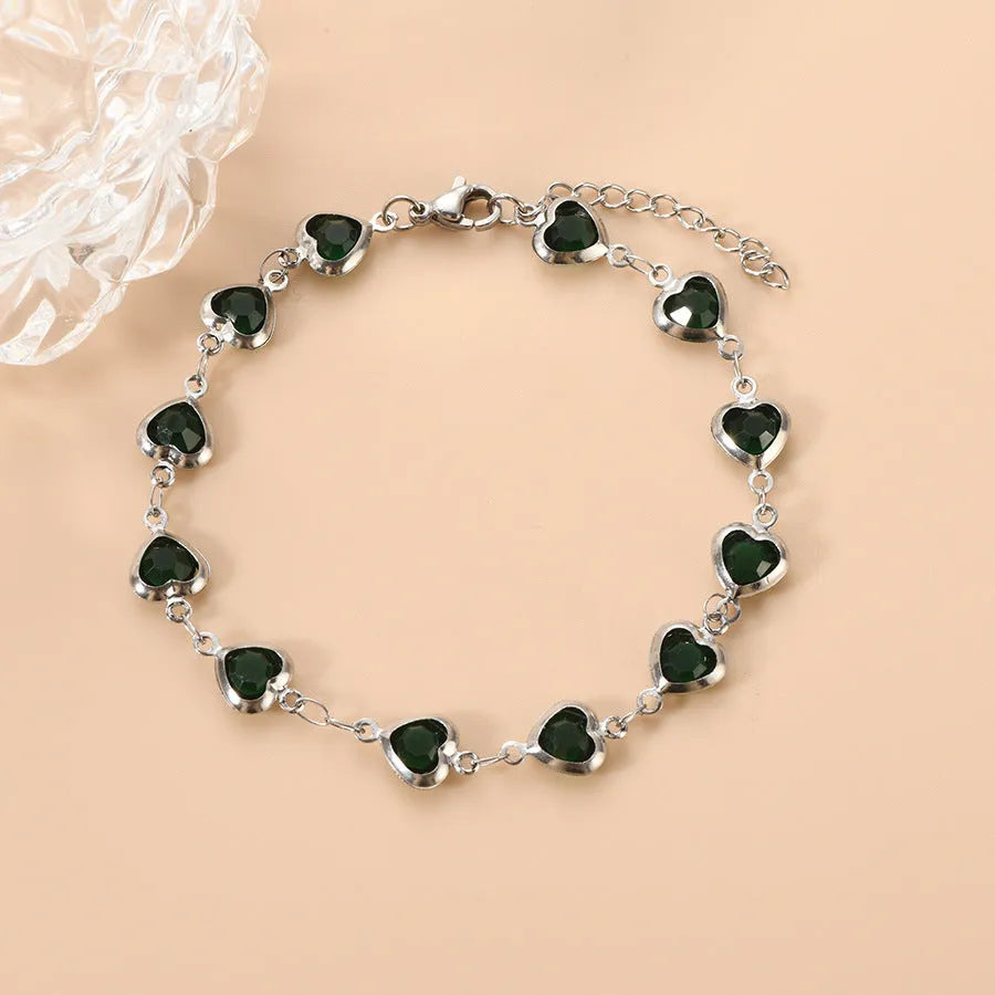 Stainless steel geometric devil's eye heart bracelet with electroplated colour options