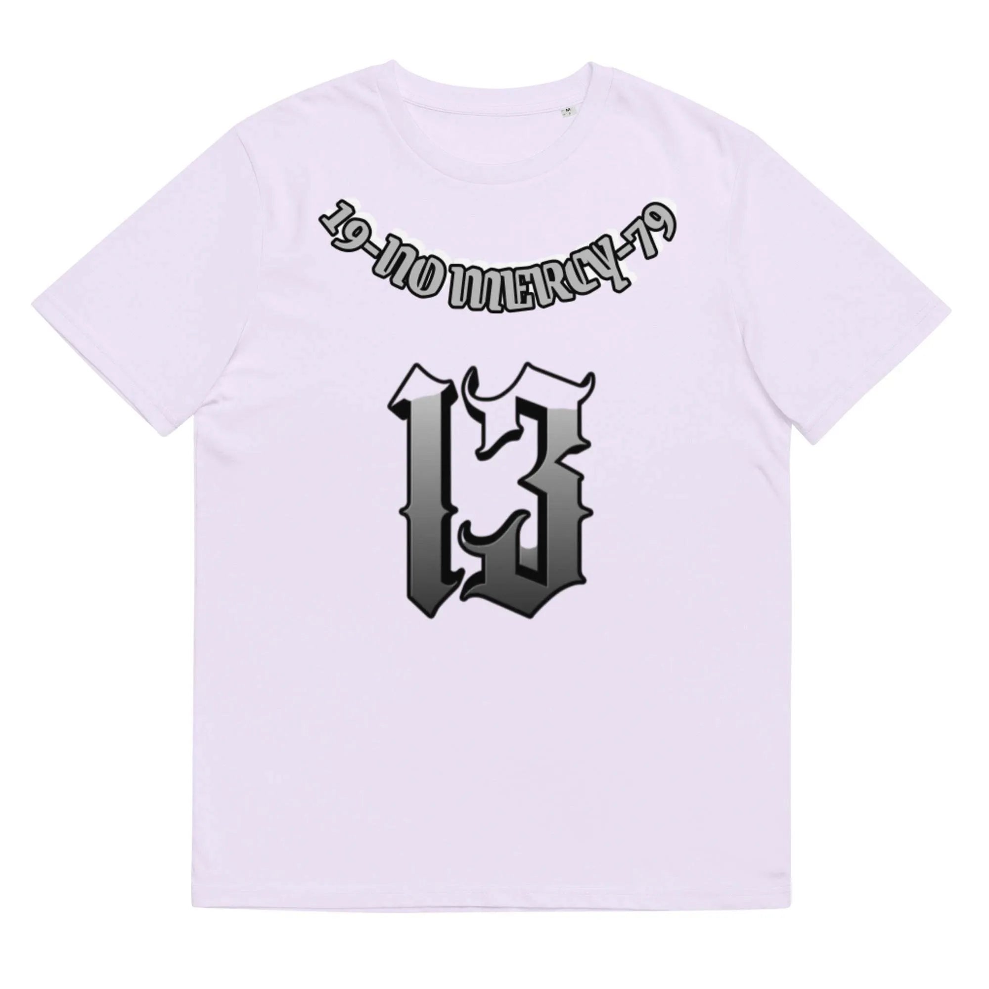 Grey loose fit cotton summer t-shirt with short sleeves and round neck on hanger