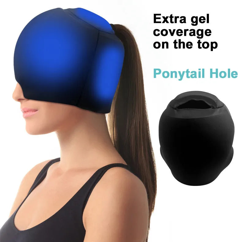 Simple solid colour polyester cold compress cap with fully enclosed design.