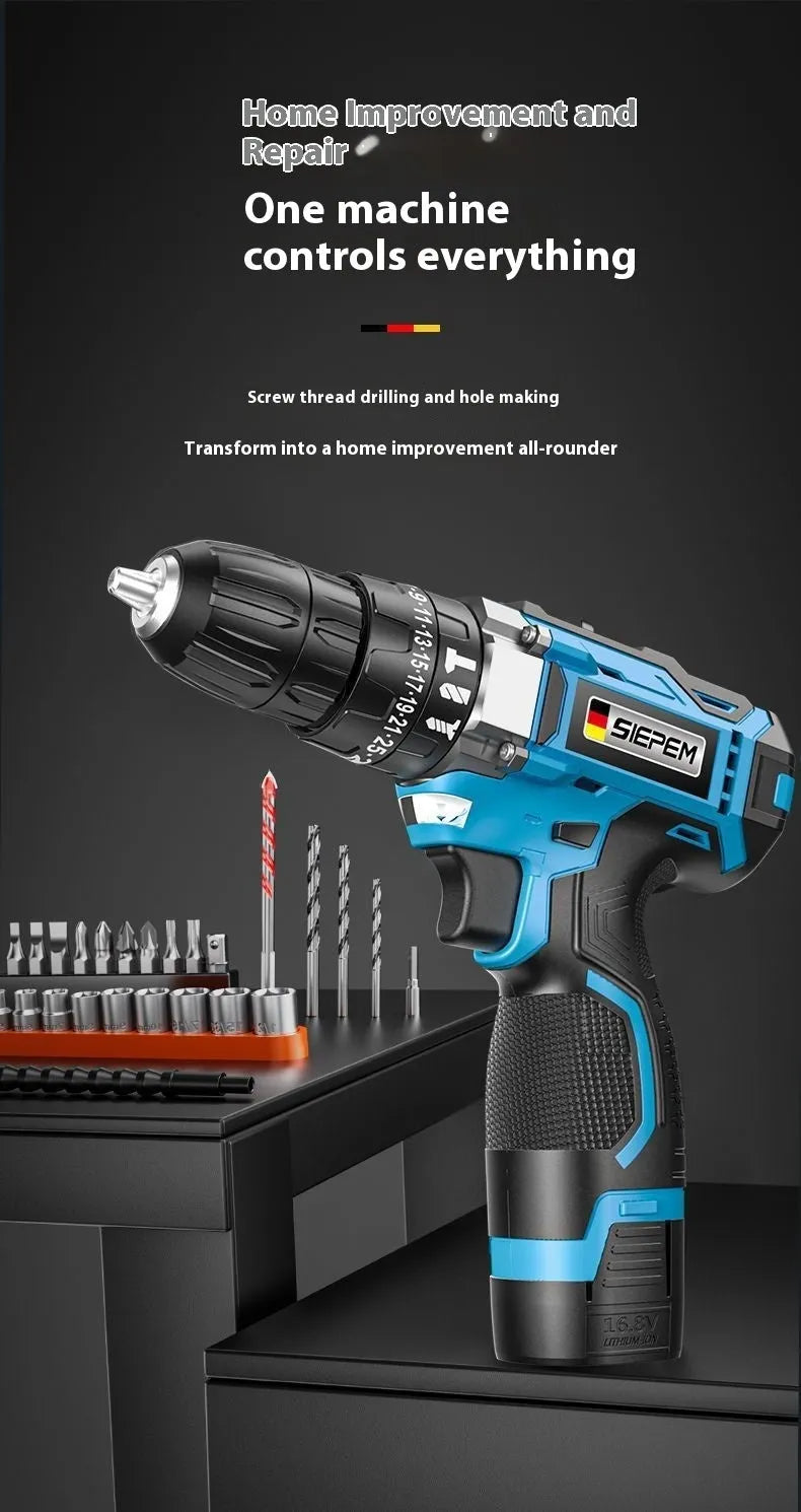 12V two-speed multi functional impact pistol drill electric screwdriver set in luxury packaging