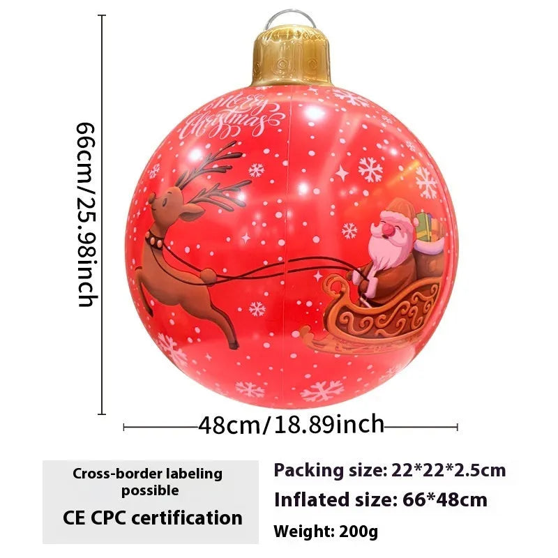 Inflatable PVC Christmas ball decoration for outdoor garden use with hand pump