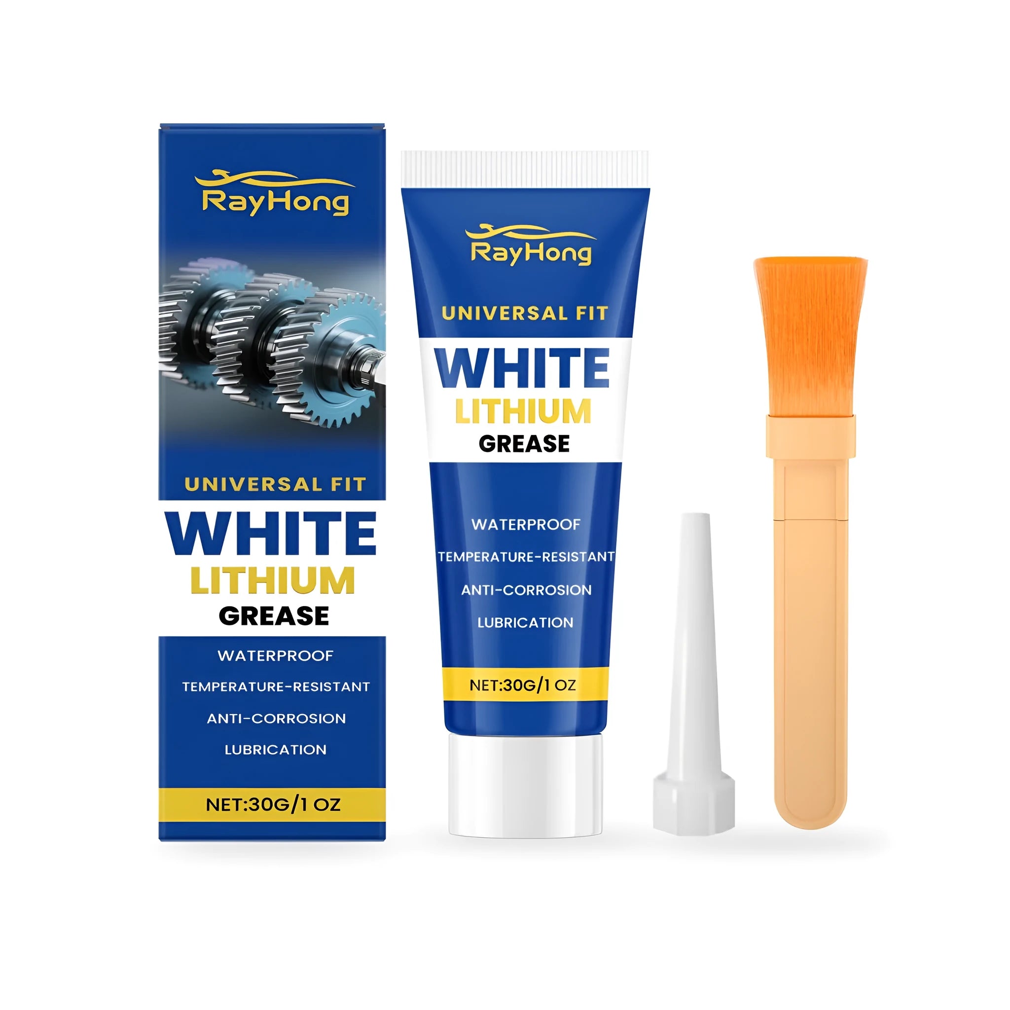 White lithium grease 30g tube with applicator brush and nozzle tip for automotive and machinery lubrication