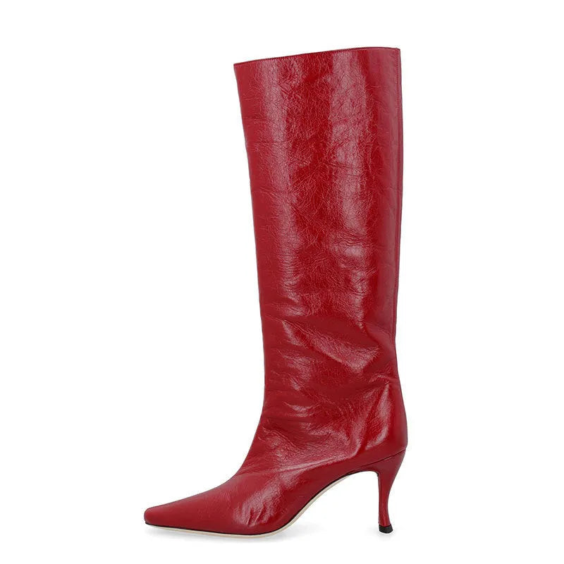 Women's square head cowboy boots in microfiber available in multiple colours including black, grey and patterned options