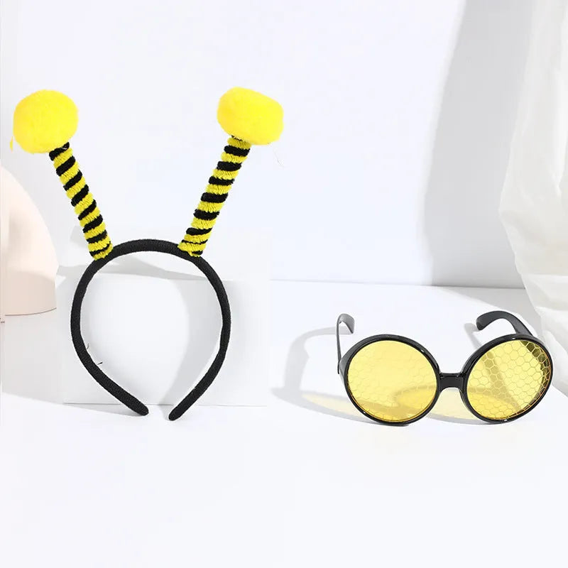 Yellow red bees costume set with headband and glasses for children's dress-up