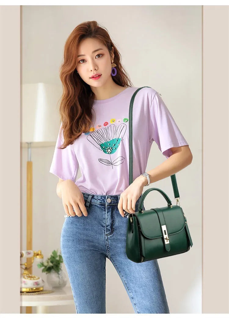 Soft PU leather women's messenger bag in square vertical design with single strap
