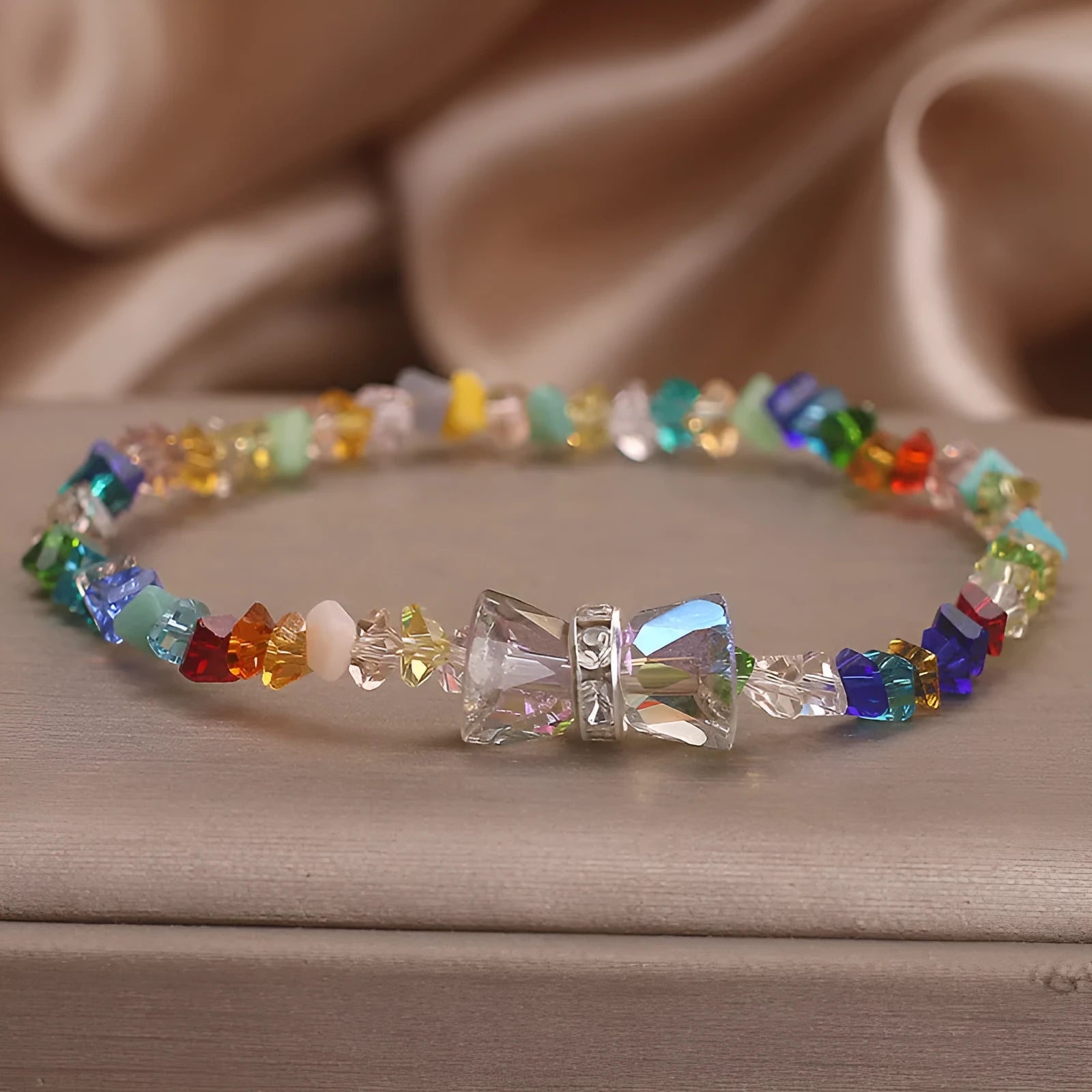 Summer colourful crystal bow bracelet for women, handcrafted ethnic style, available in colour and red options