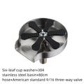 Stainless steel cup washer with lift-type press faucet mounted on a sink, 30mm seat diameter, electroplated finish