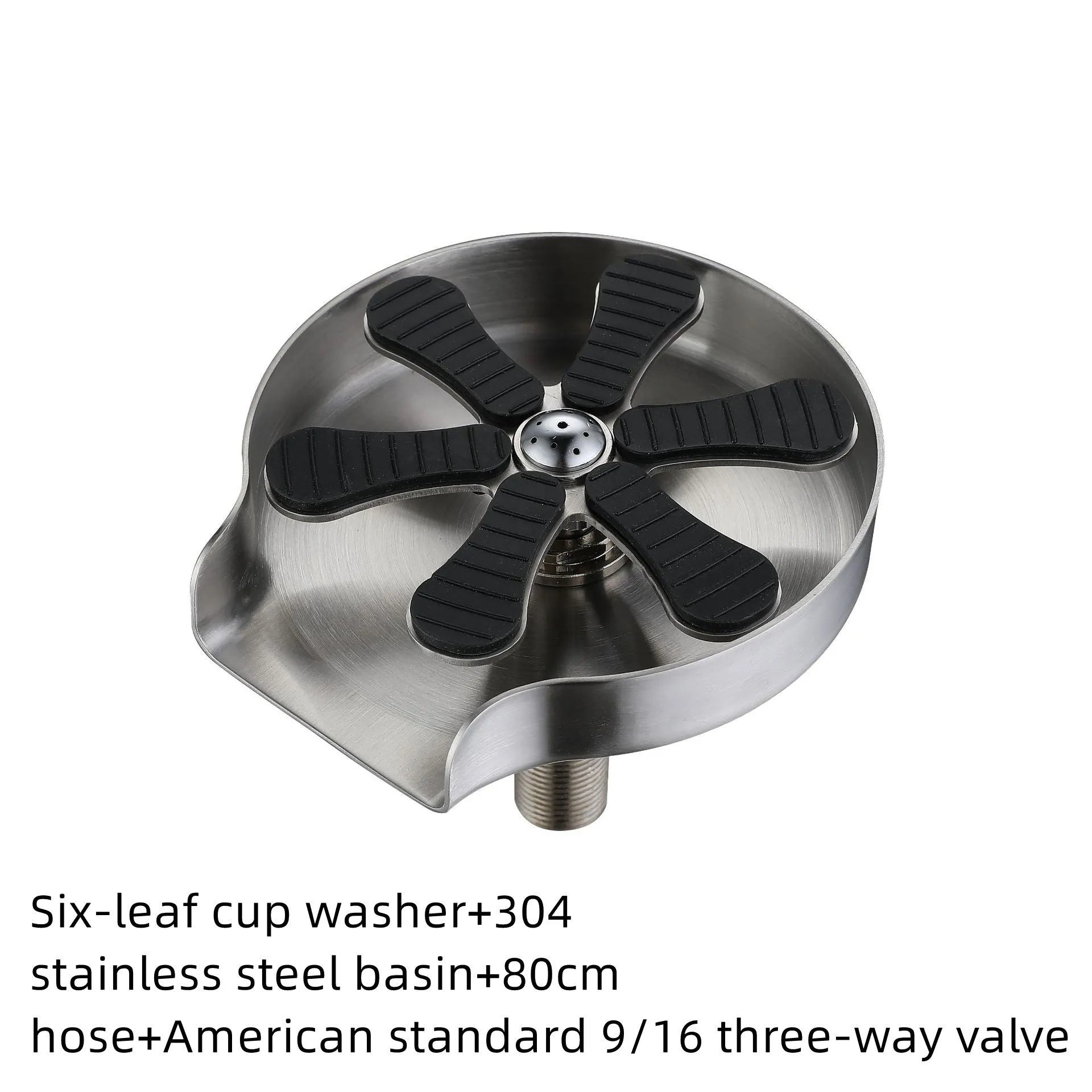 Stainless steel cup washer with lift-type press faucet mounted on a sink, 30mm seat diameter, electroplated finish