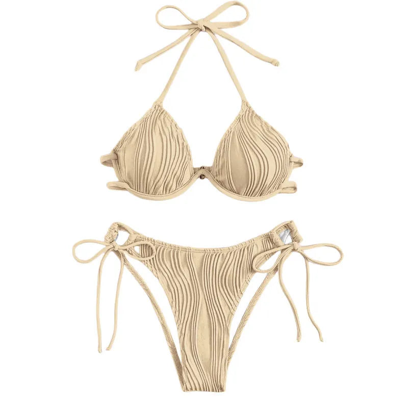 Women's steel bracket underwire bikini swimsuit in multiple colours